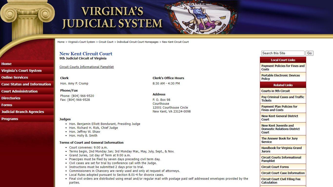 New Kent Circuit Court - Judiciary of Virginia